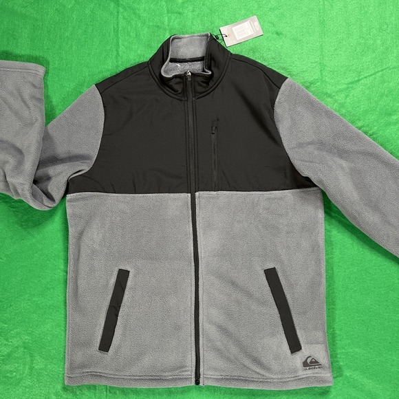Qulksilver  Men's Polar Zip-Up Fleece Jacket, Size Medium Gray Black - Picture 1 of 7